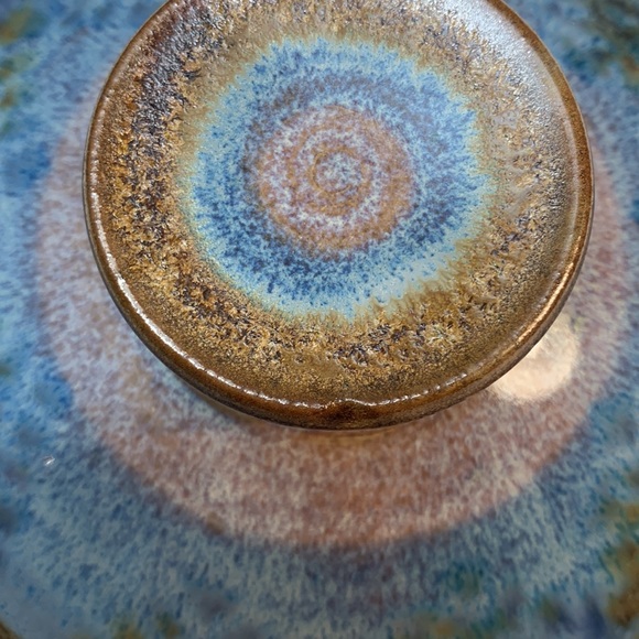 Sunset Canyon pottery blue pink crock Turrine lidded bowl butter - Picture 5 of 9